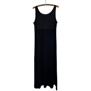 Vintage Teddi Evening Black Sleeveless Maxi Dress Bust Dart Stretch Size 12